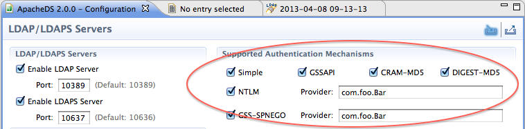 ApacheDS SASL mechanisms configuration